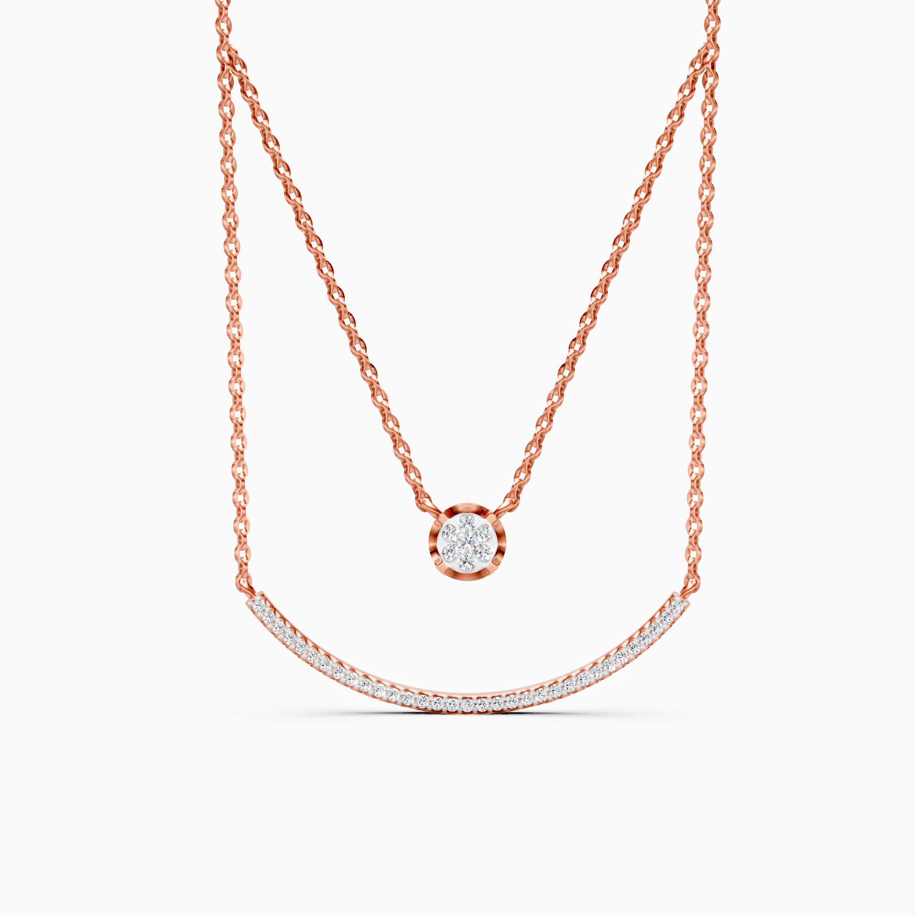 Modern Two Layer Lab Grown Diamond Necklace